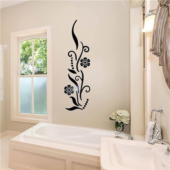 3D Flower Acrylic Wall Sticker for Bedroom Living Room Sofa Backdrop (Black) - Picture 5 of 6